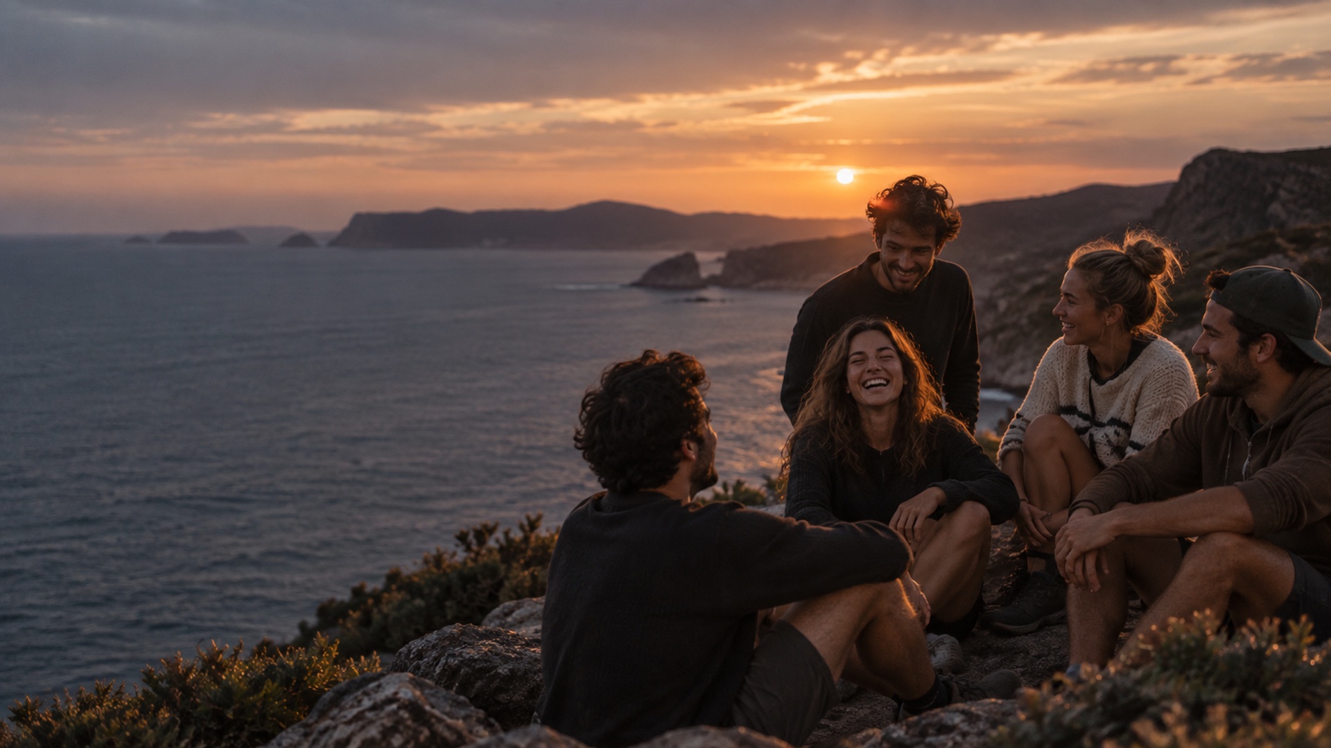 Friends relaxed together on a low-key evening.